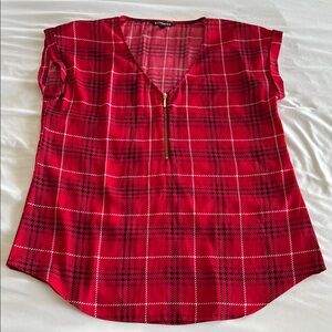 Express Red Cap Sleeve Blouse Relaxed Boxy